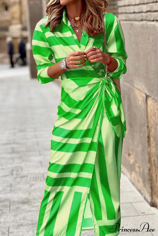 Joint Design Gown Fashion Neckline - Turndown Blouse 3 Split Colors - Image 4