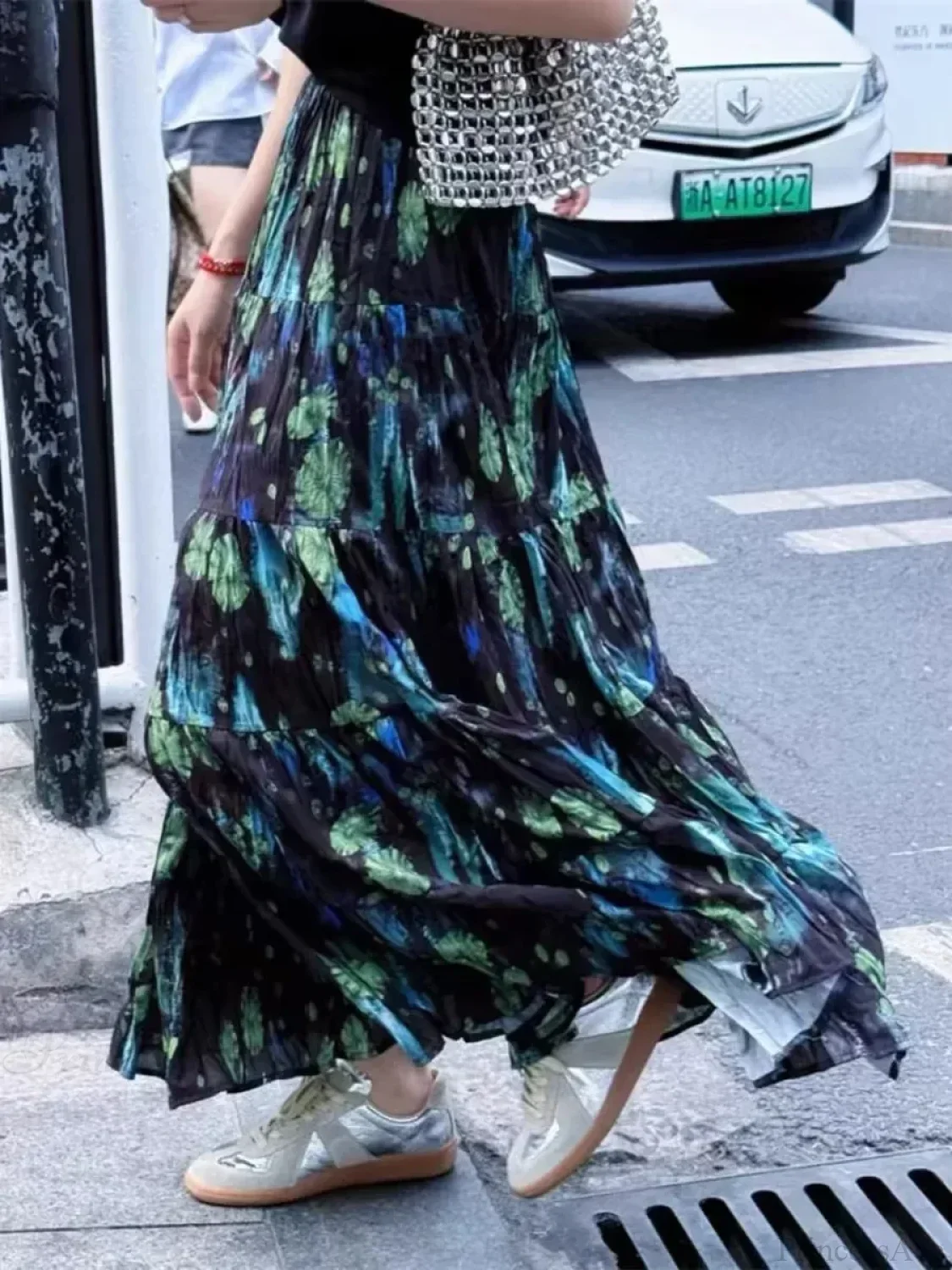 Kawaii Bohemian Floral Maxi Skirt Summer Retro Romantic - Image 3