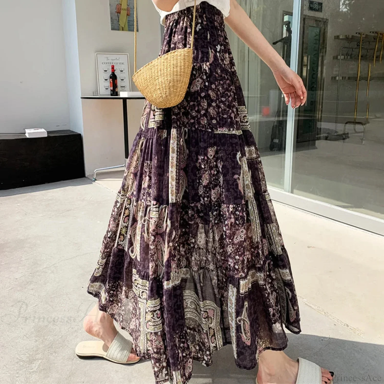 Kawaii Chiffon Splice Floral Tea Break Skirt - Image 6