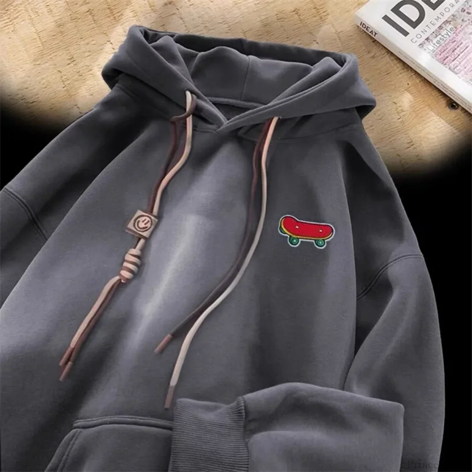 Kawaii Skateboard Graphic Cotton Fleece Hoodie - Image 4