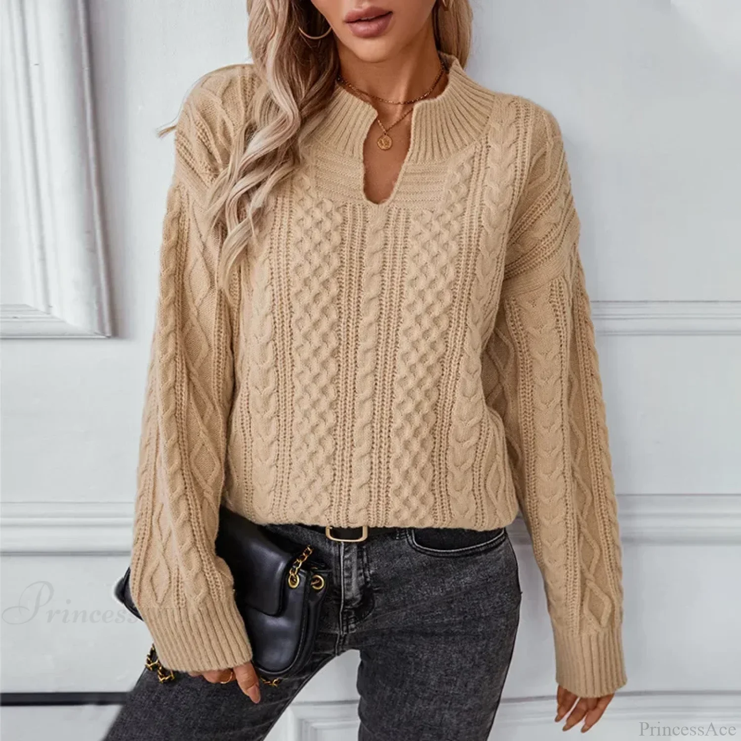 Khaki Cardigan Streetwear Sweater - Image 4