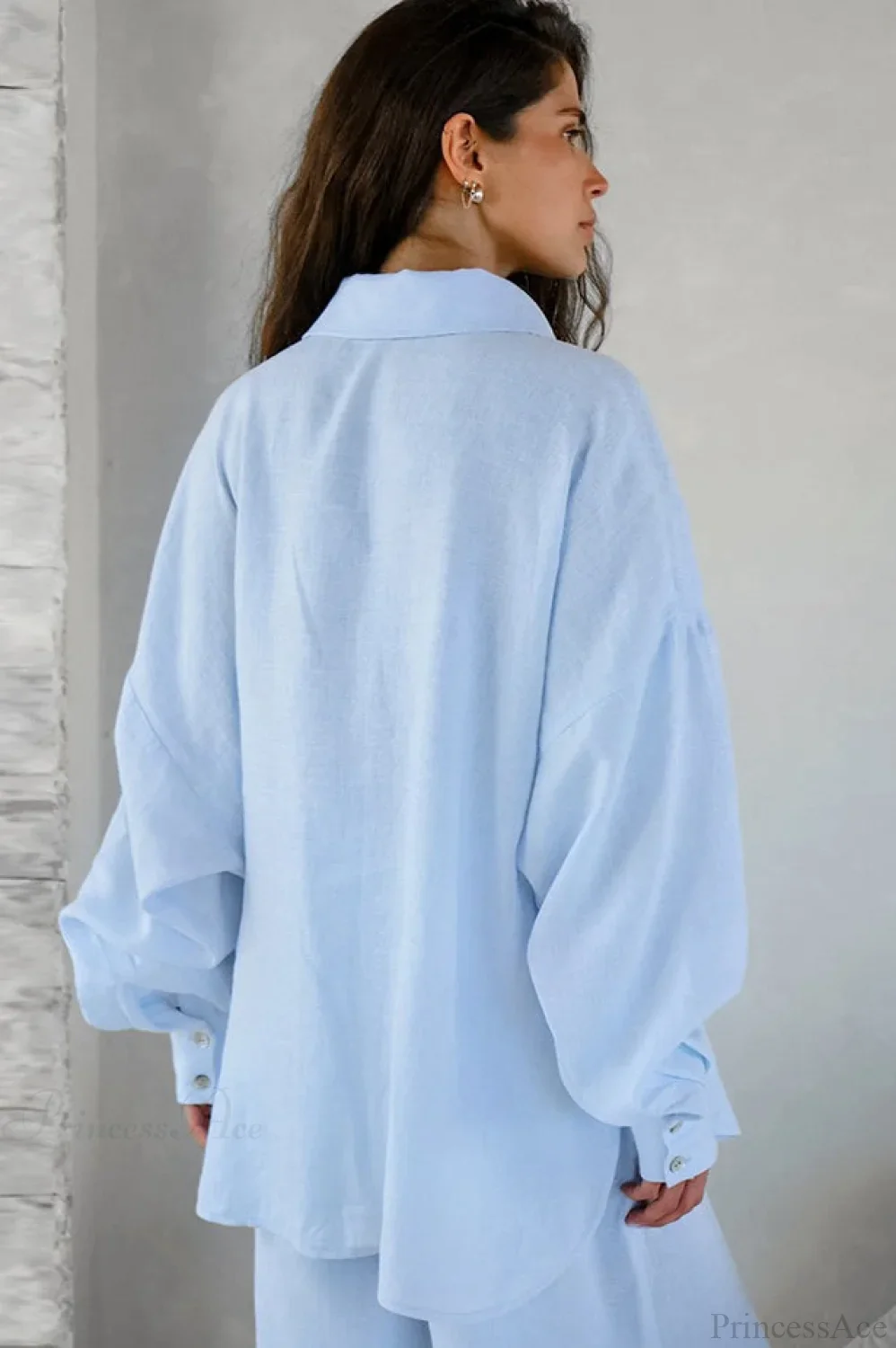 Khaki Cotton Linen Relaxed Long Sleeve Two Piece Set - Image 17