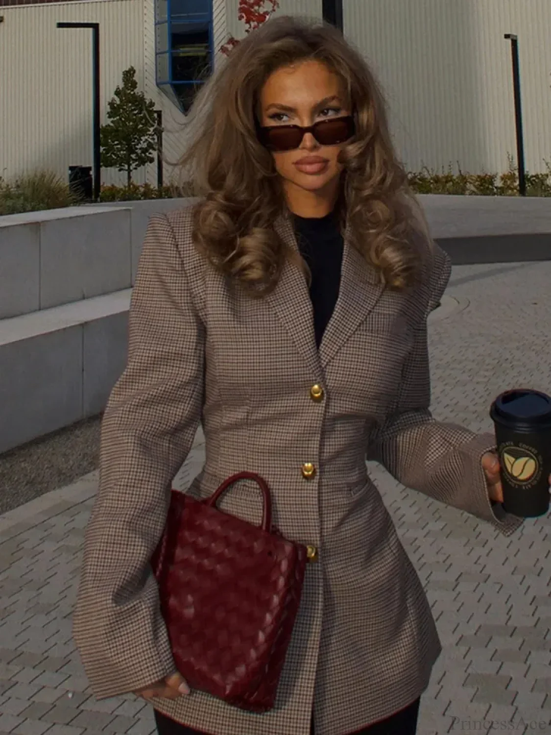 Khaki Plaid Suit Coat - Image 2