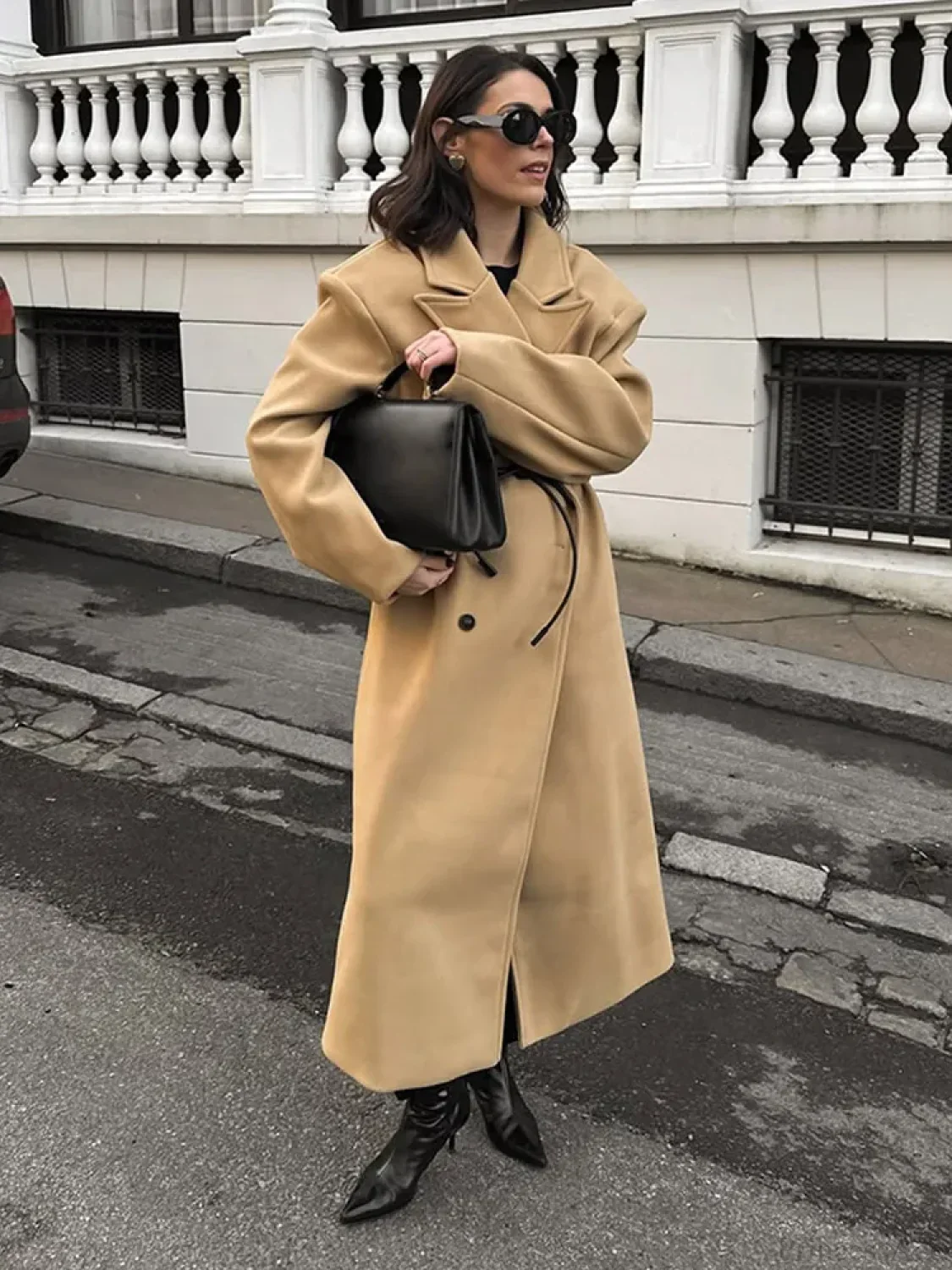 Khaki Woolen Double Breasted Coat - Image 2