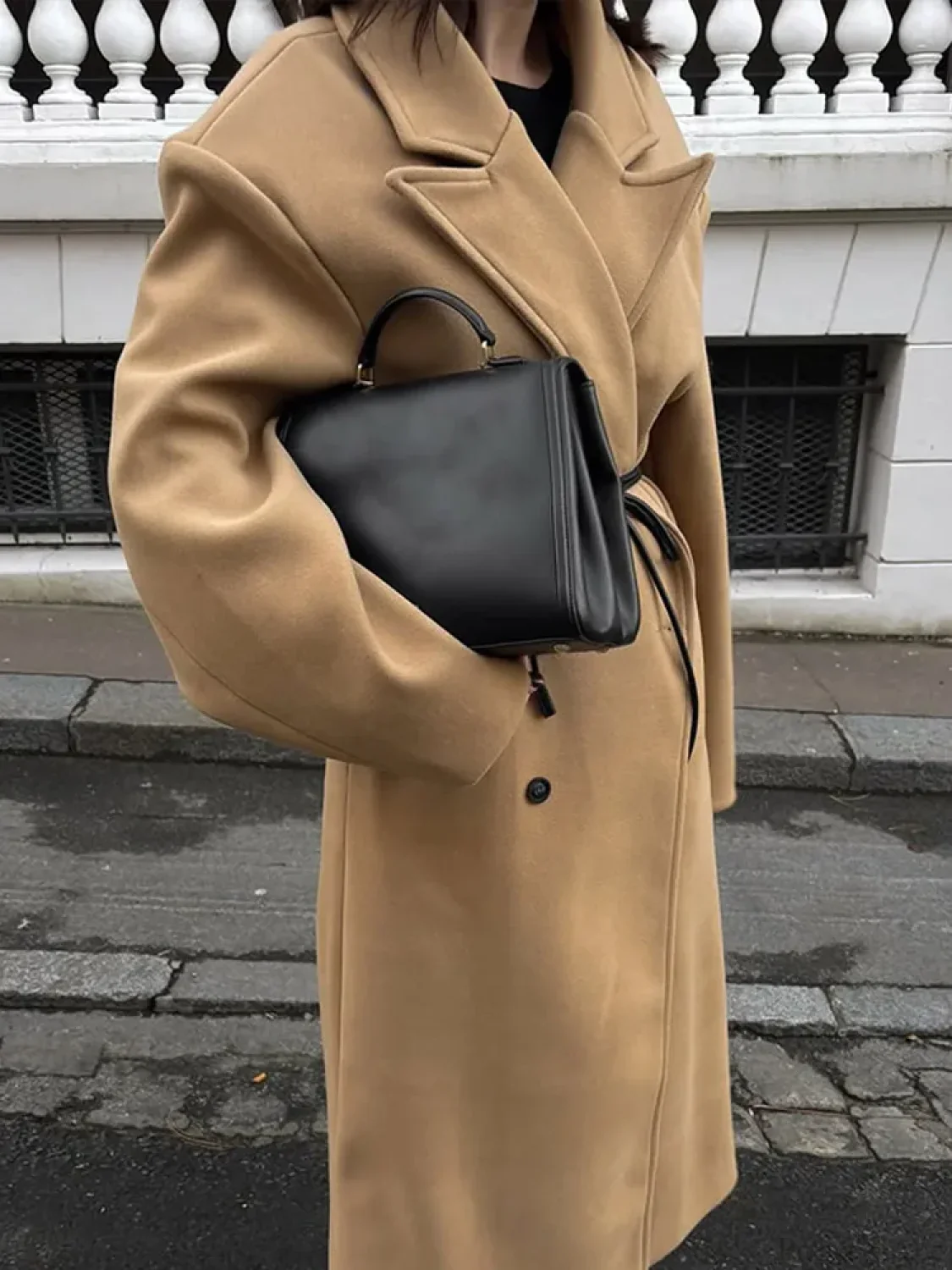Khaki Woolen Double Breasted Coat - Image 5