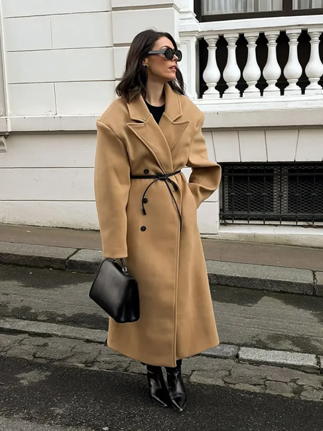 Khaki Woolen Double Breasted Coat - Image 6