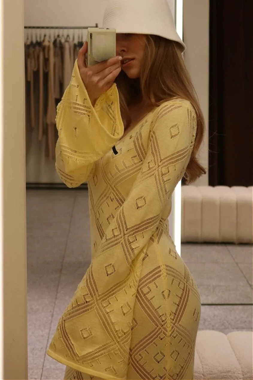 Knit Argyle Jacquard Long Sleeve Maxi Dress - Image 13