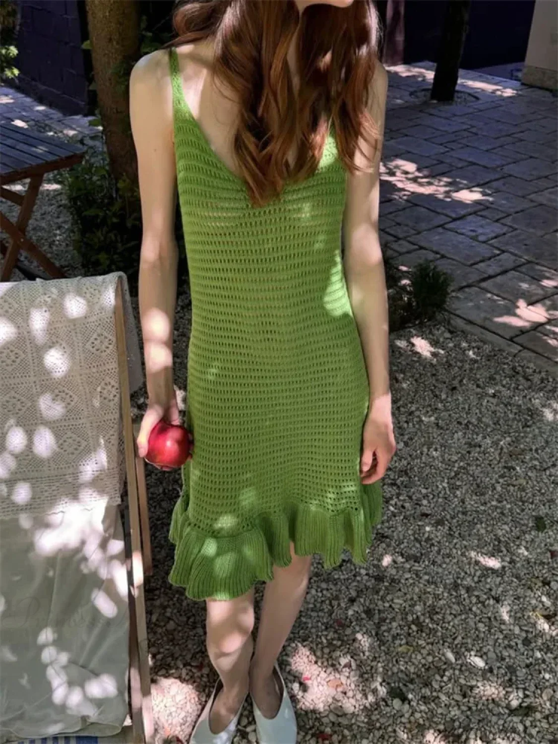 Knit Hollow-Out V-Neck Mini Dress - Image 7