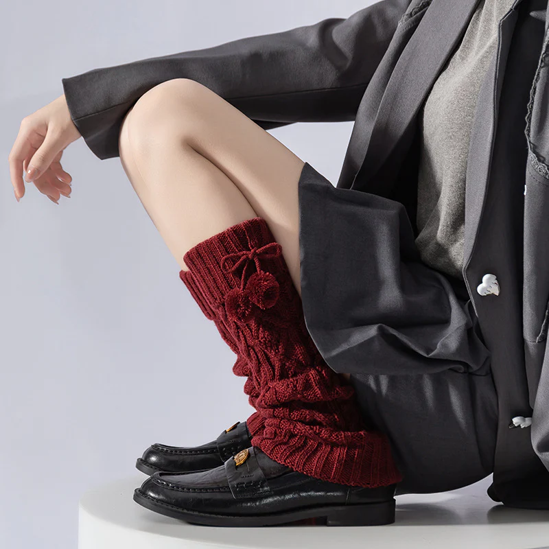 Knit Slouchy Red Leg Warmers - Image 2
