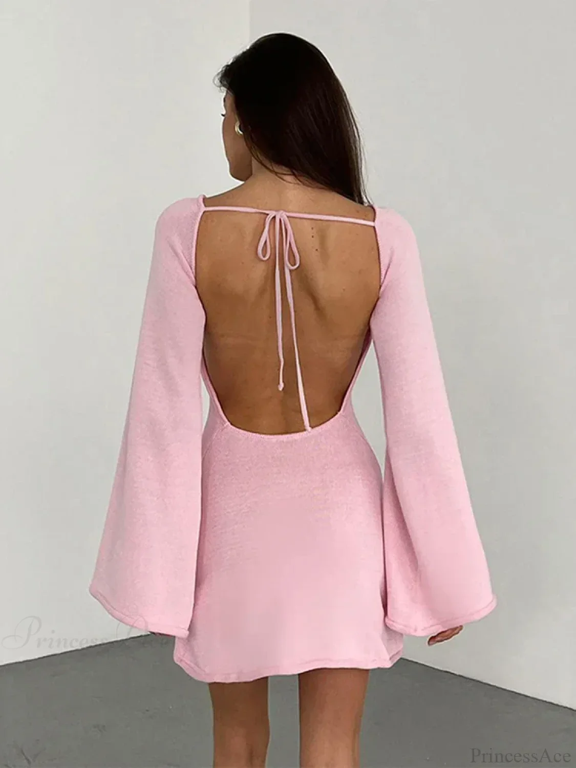Knitted Backless Lace Up Bikini Cover Up - Image 2