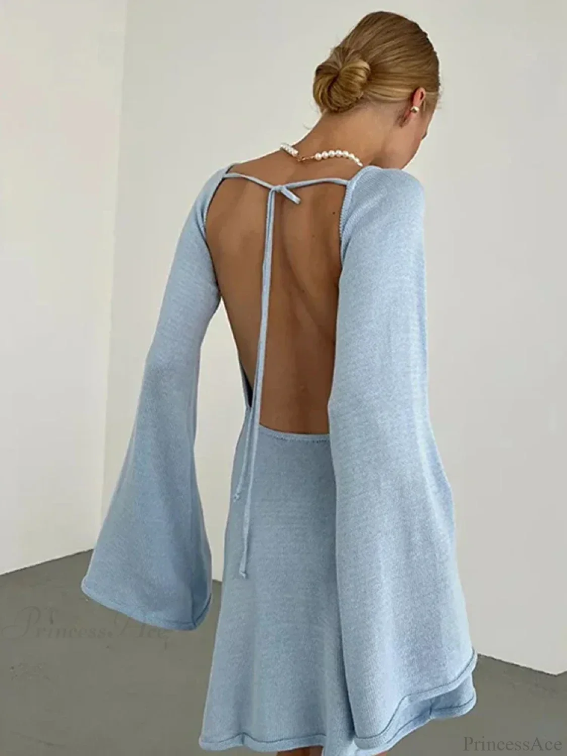 Knitted Backless Lace Up Bikini Cover Up - Image 5