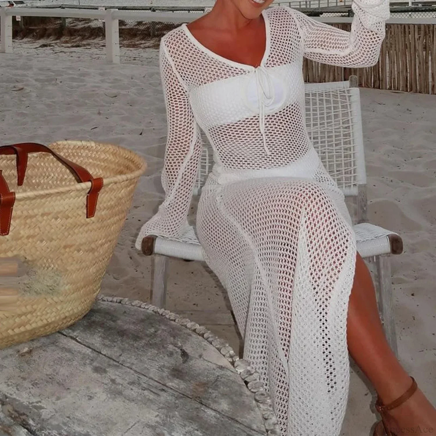 Knitted Cover Up Beach Bikini Set - Image 4