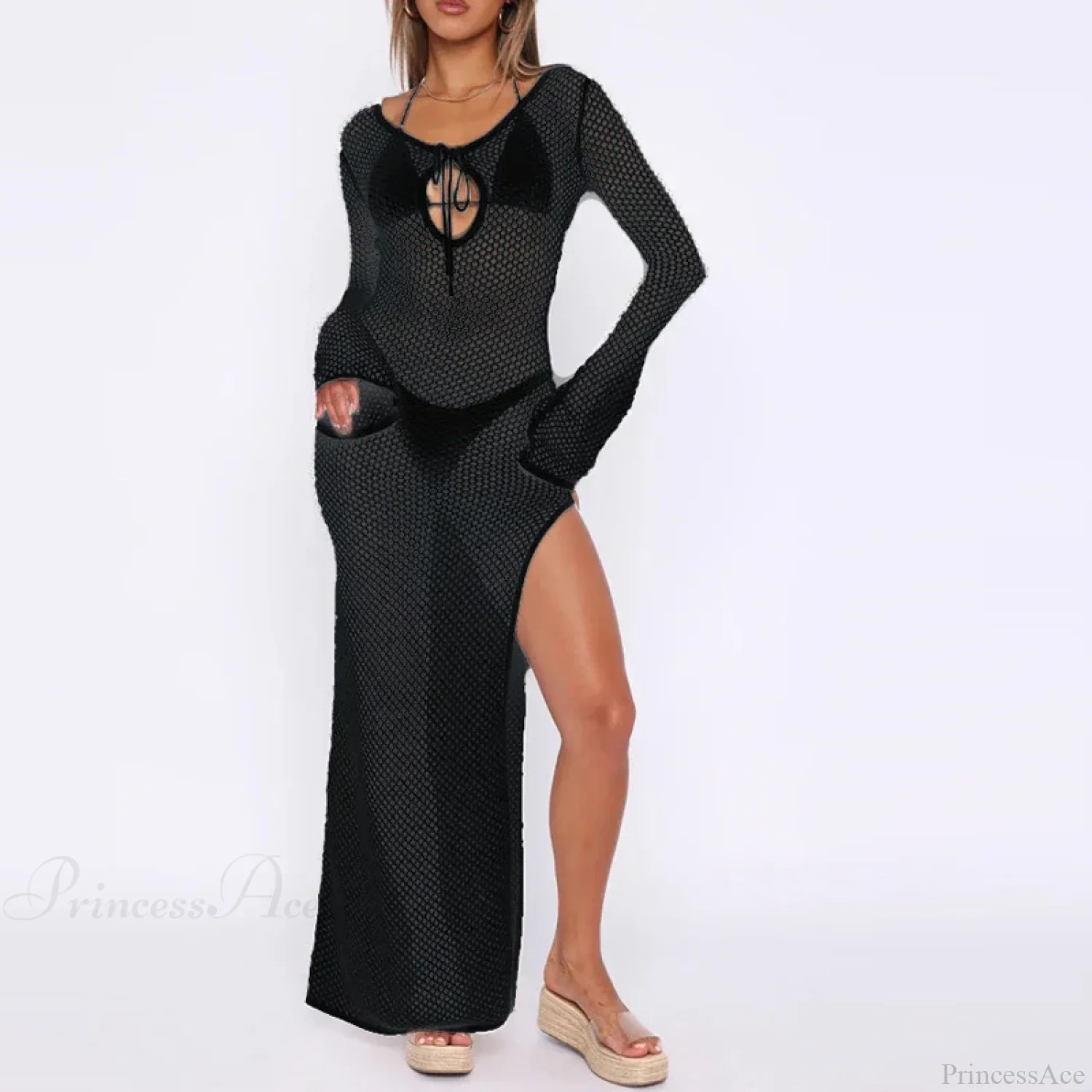 Knitted Cover Up Beach Bikini Set - Image 7