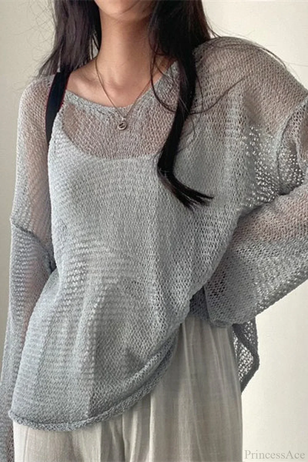 Knitted Openwork Loose Long Sleeve Chic Blouse - Image 6