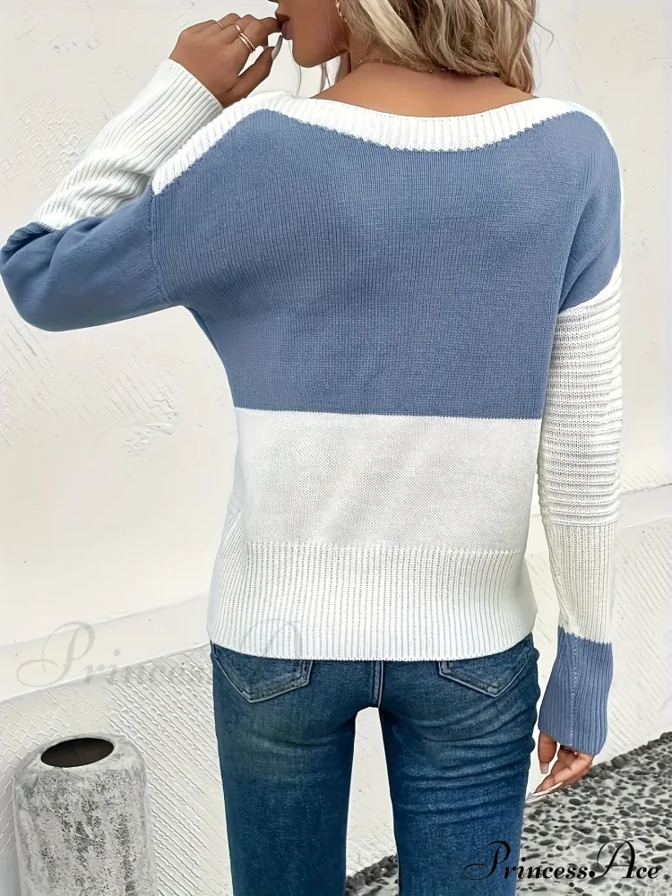 Knitted V-neck Warm Ribbed Comfortable Slim Casual Stylish Soft Sweater - Image 4