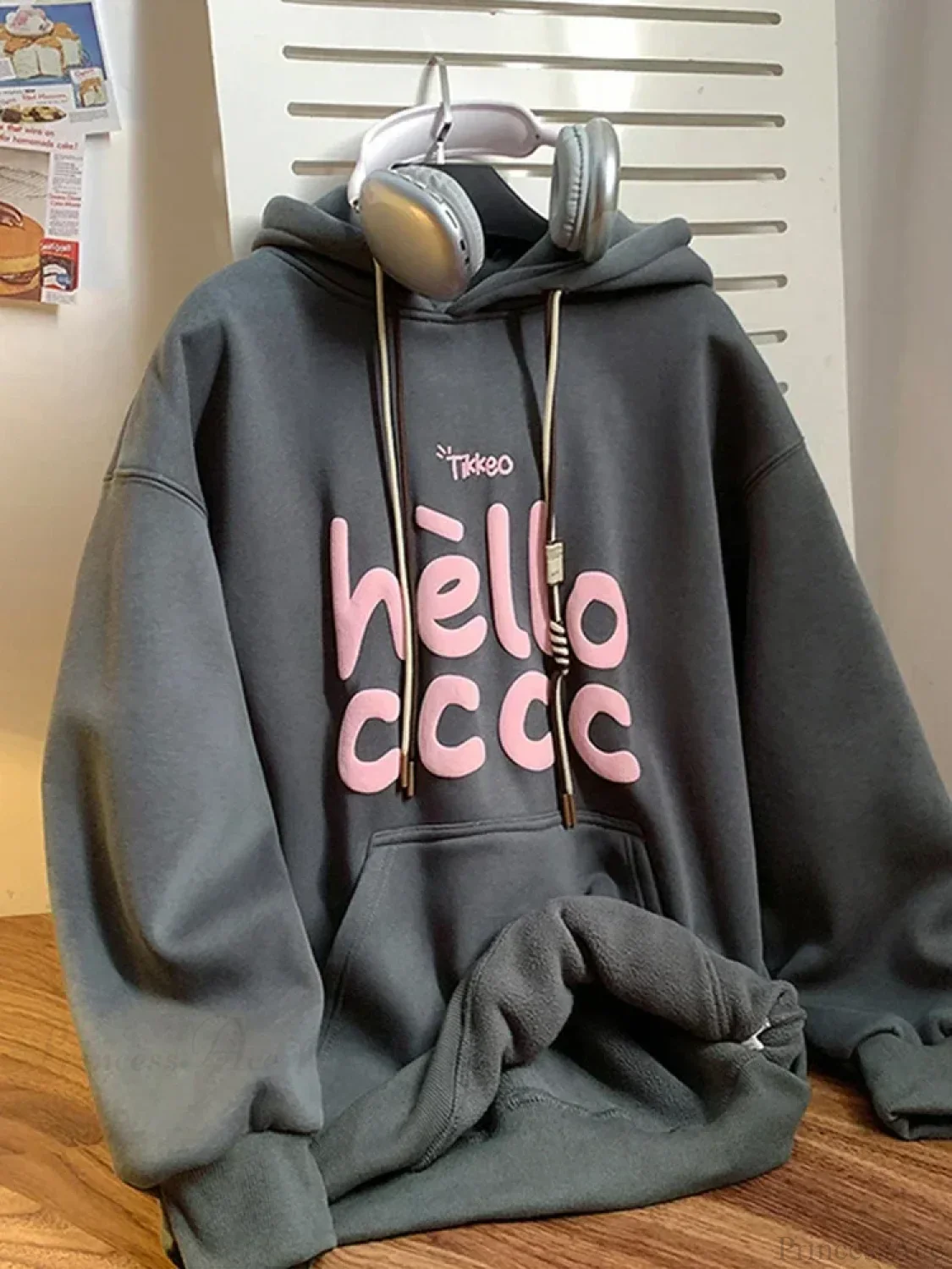 Korean Fashion Letter Printed Fleece Hoodie - Image 9