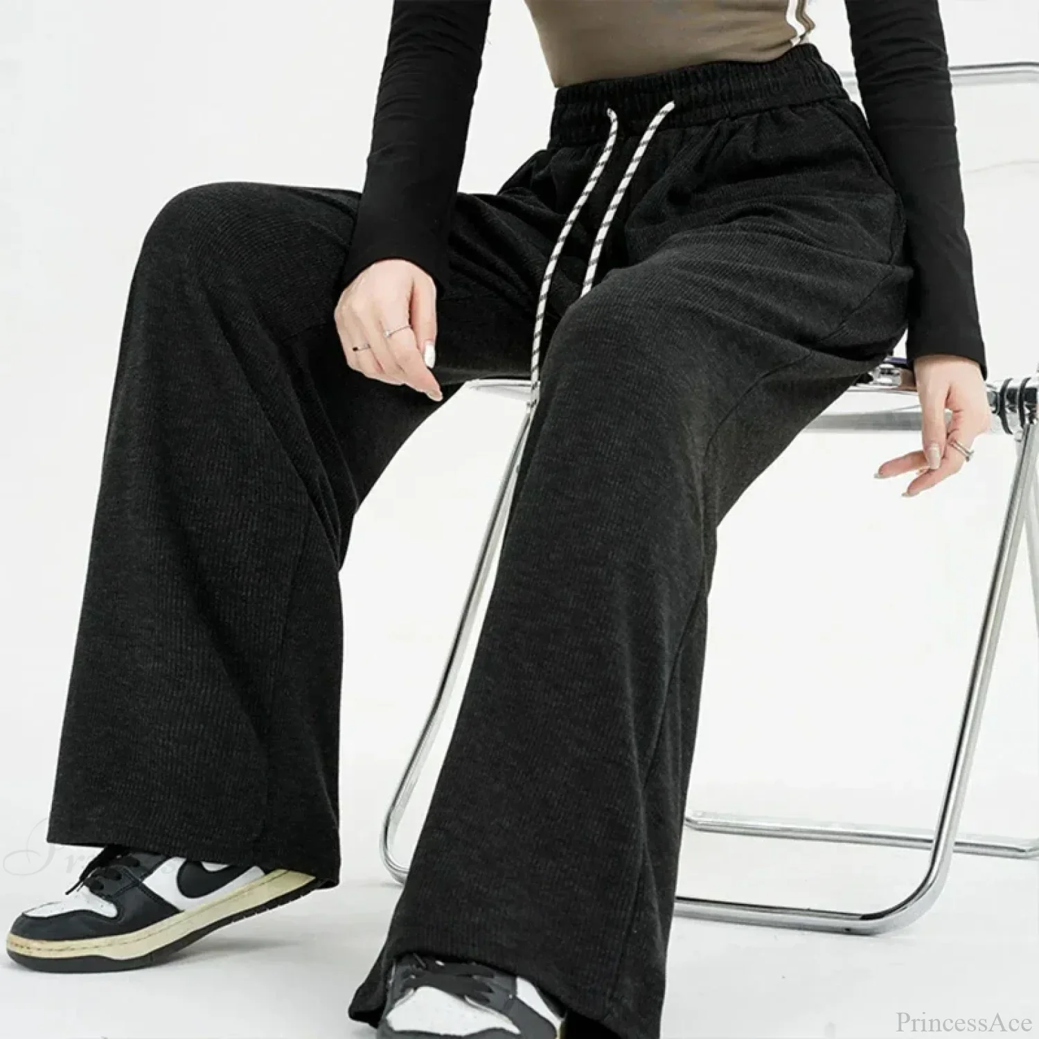 Korean Stripes High Waist Drawstring Pants - Image 4