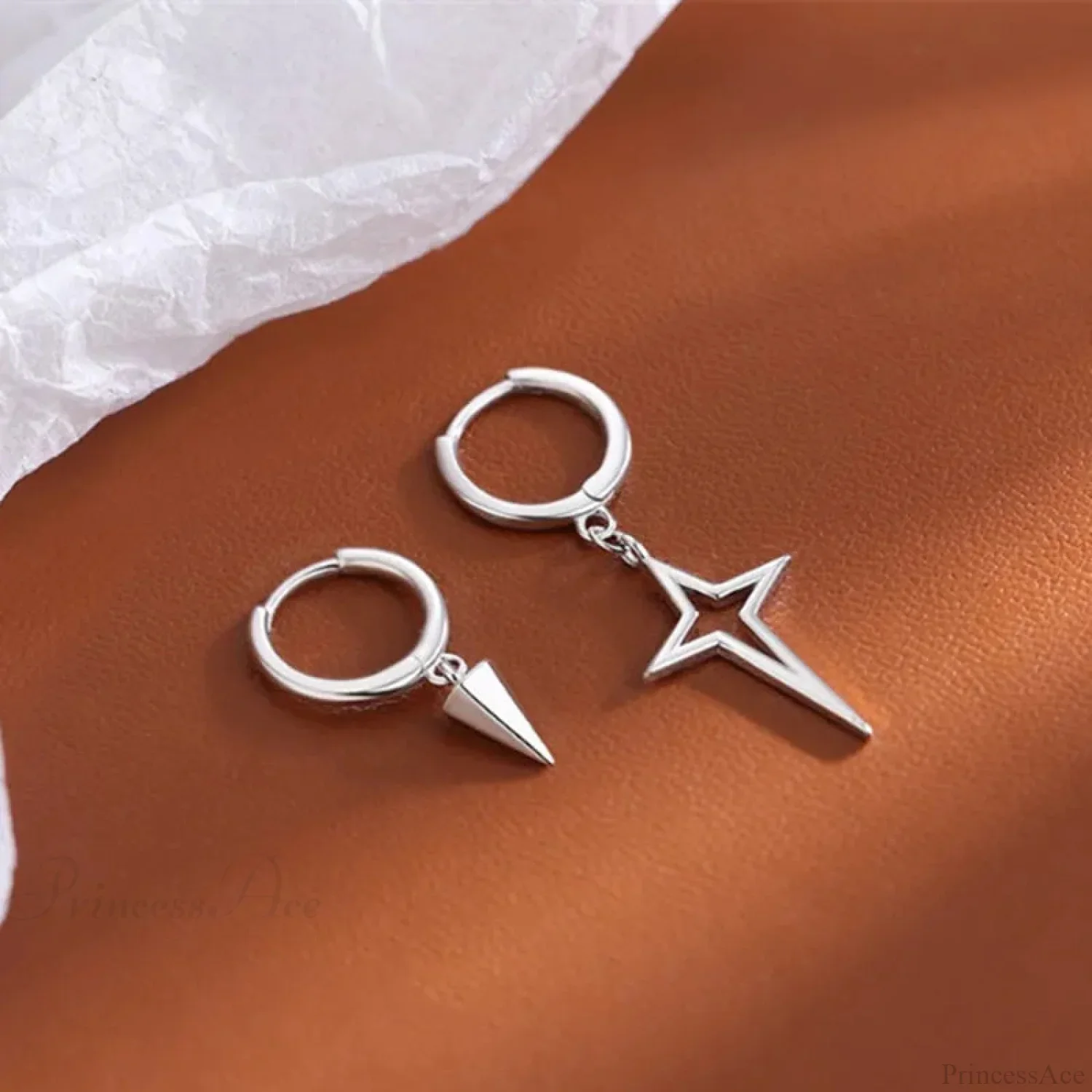 Korean Style Cross Uneven Drop Earring - Image 4
