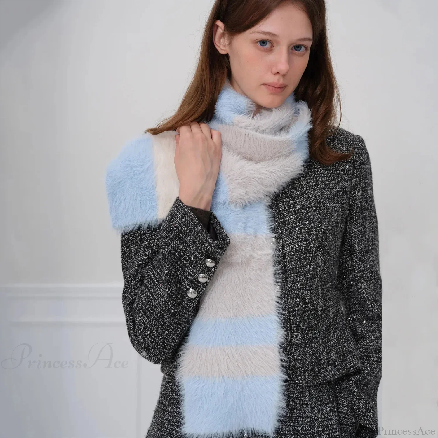 Korean Style Soft Warm Stripe Knitted Scarf for Autumn/Winter - Image 7
