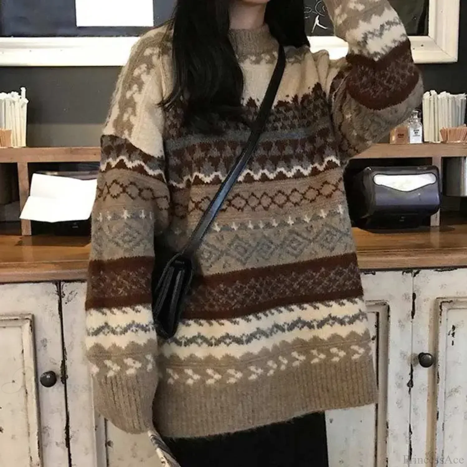 Korean Style Striped Loose Pullover Sweater - Image 4