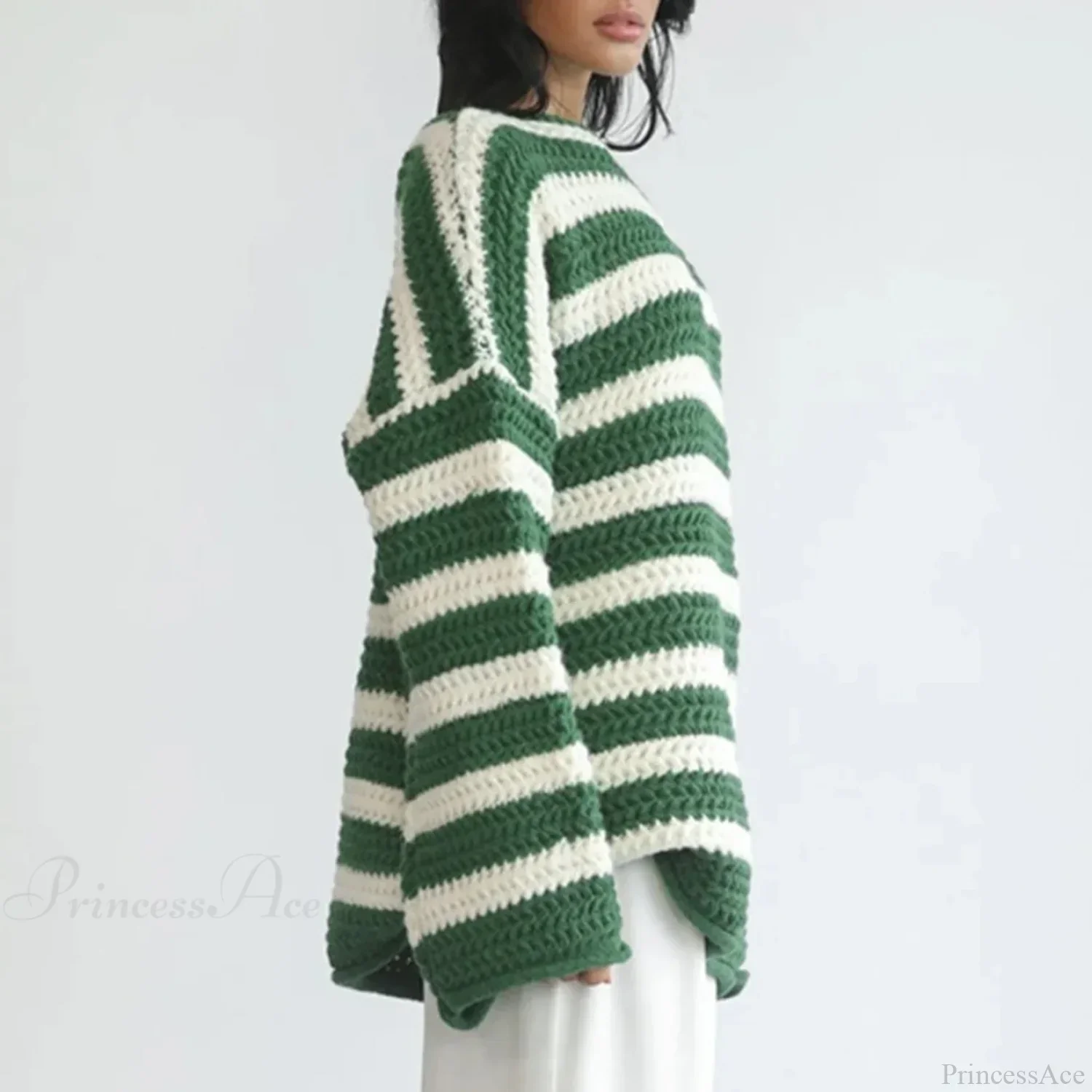 Korean Style Striped Oversized Sweater - Image 2