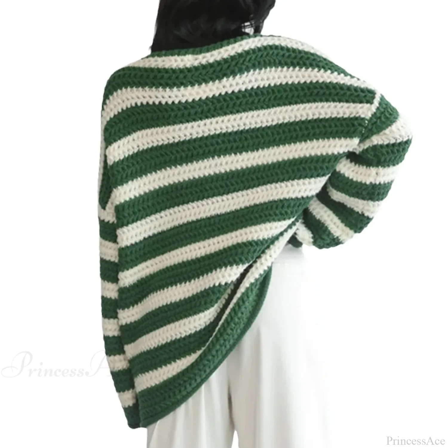 Korean Style Striped Oversized Sweater - Image 4