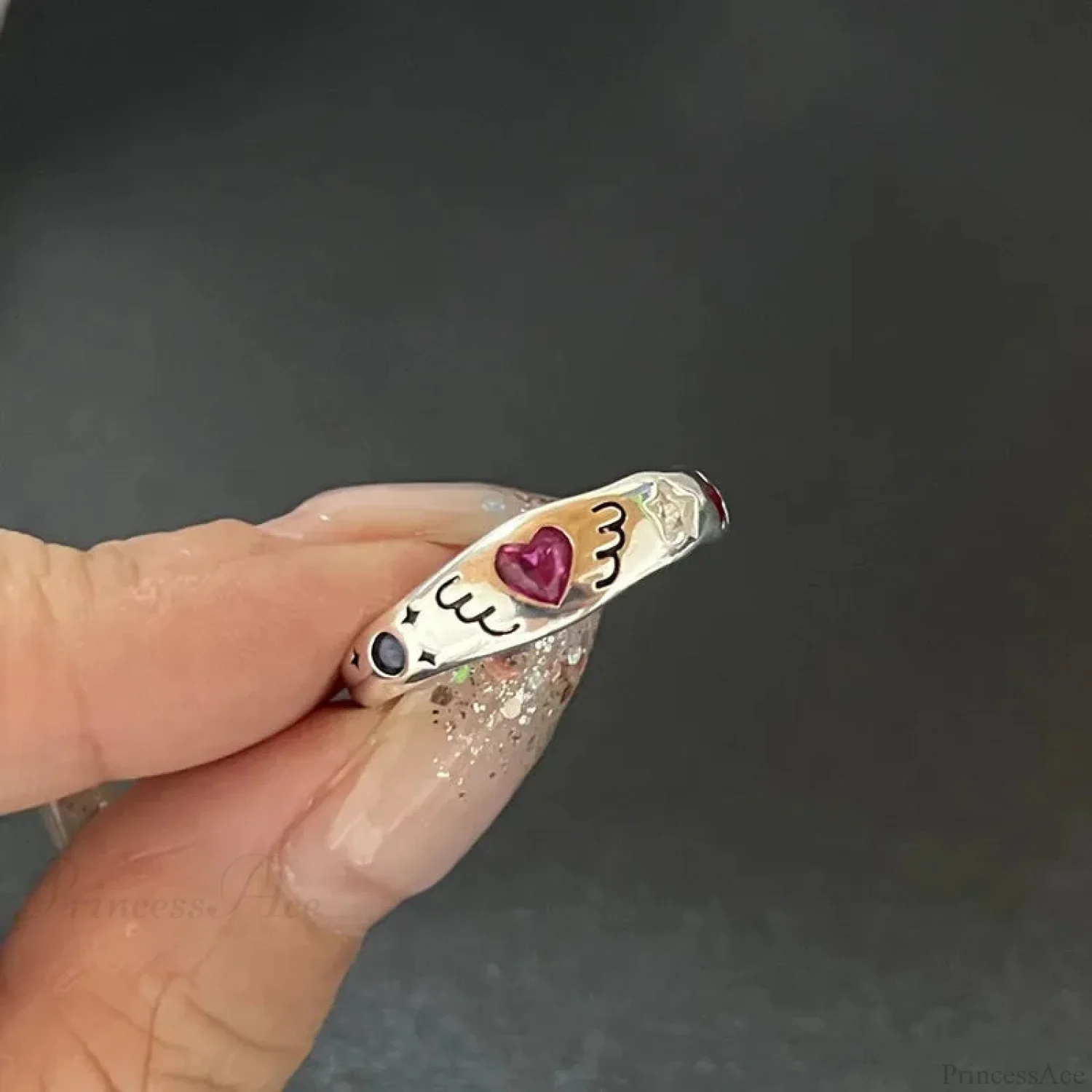 Kpop Dark Geometric Gothic Star Ring - Image 11