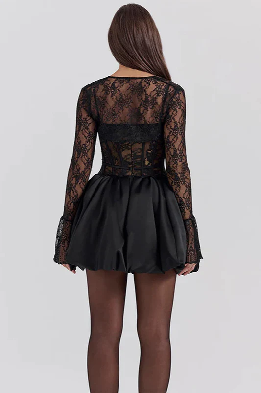 Lace Backless A-Line Slim Fit Party Dress - Image 5