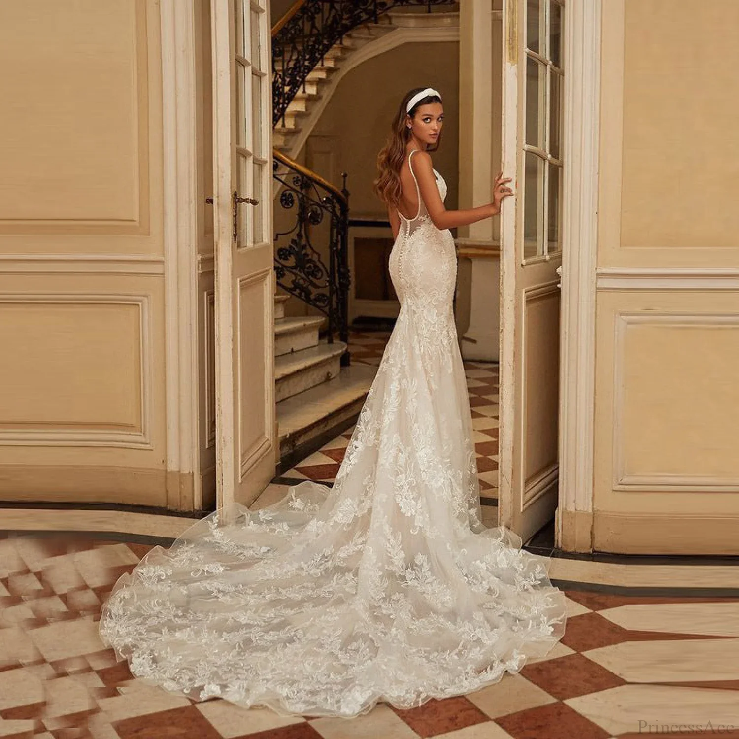Lace Backless Mermaid Wedding Dress - Image 2