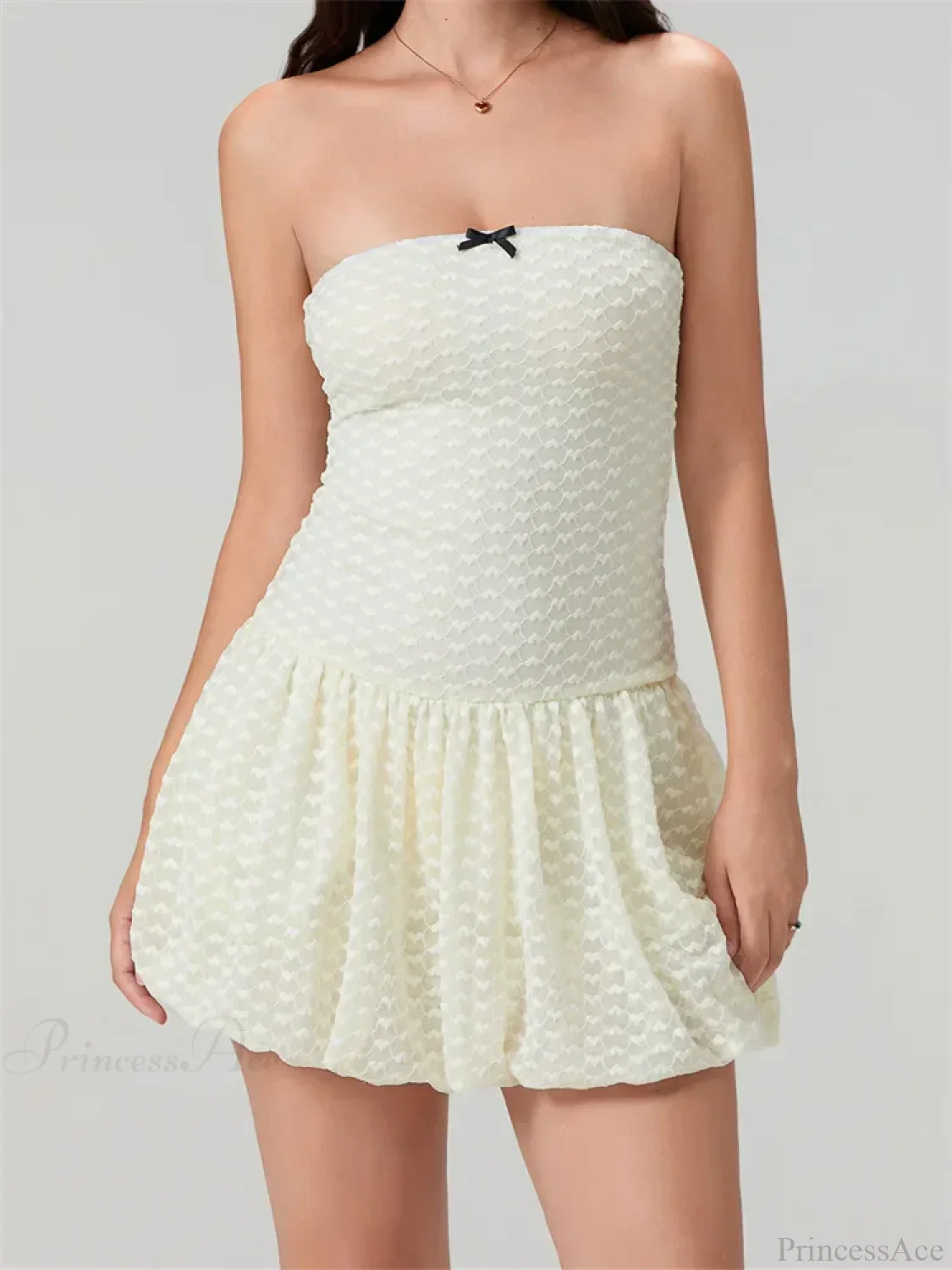 Lace Bow Off-Shoulder Mini Dress
