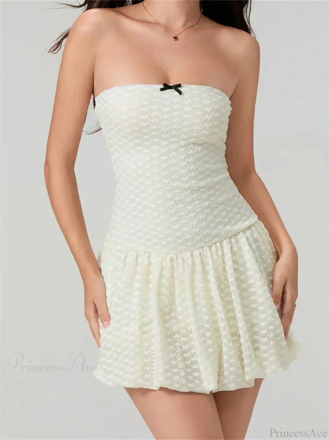 Lace Bow Off-Shoulder Mini Dress - Image 3