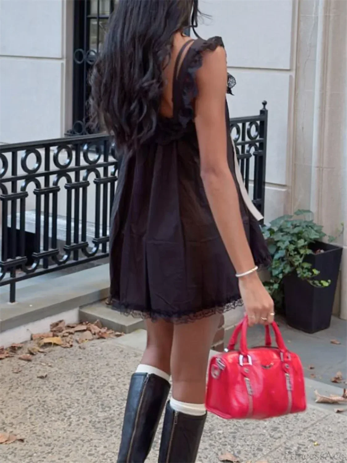 Lace Bowknot Embellished Mini Dress - Image 6