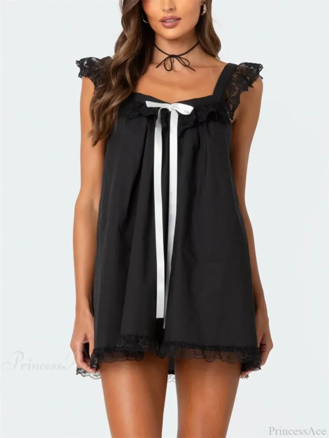 Lace Bowknot Embellished Mini Dress - Image 7