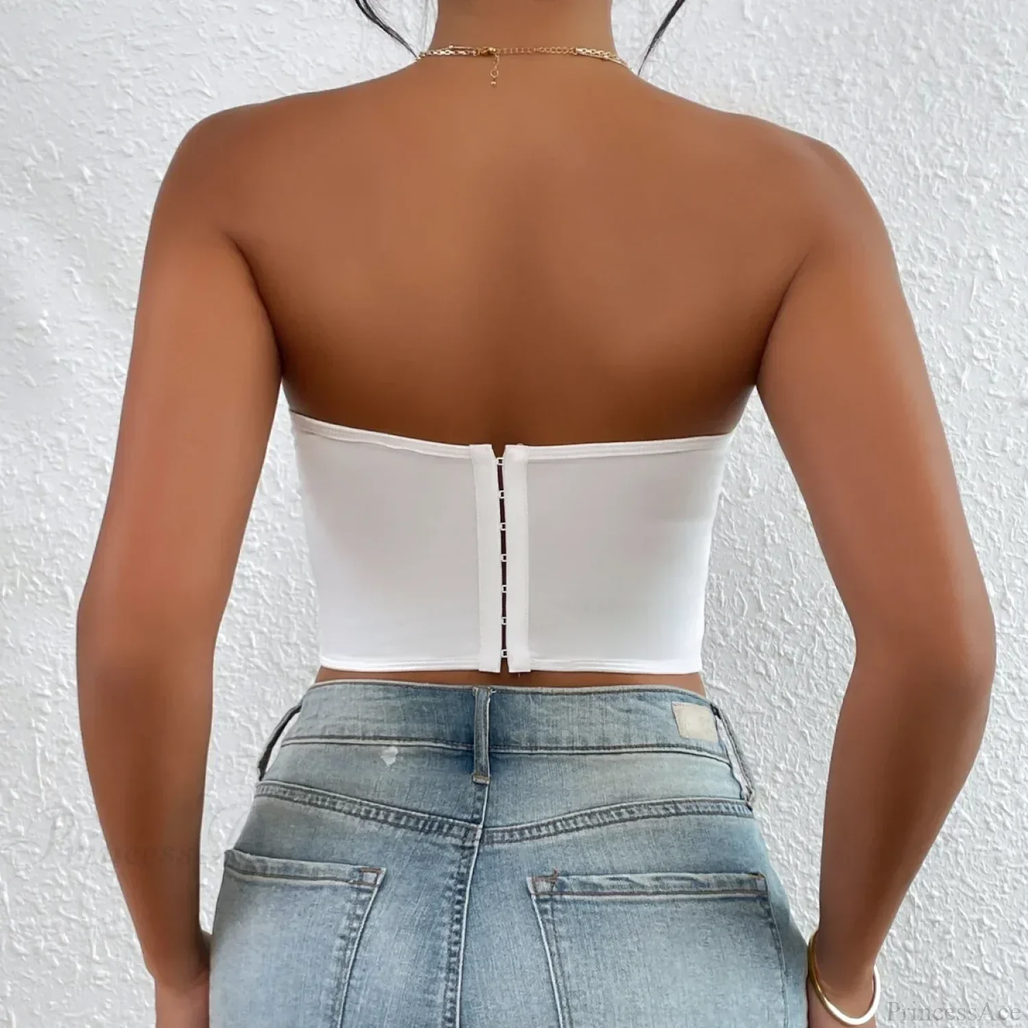 Lace Floral Korean Backless Fishbone Corset Top - Image 2