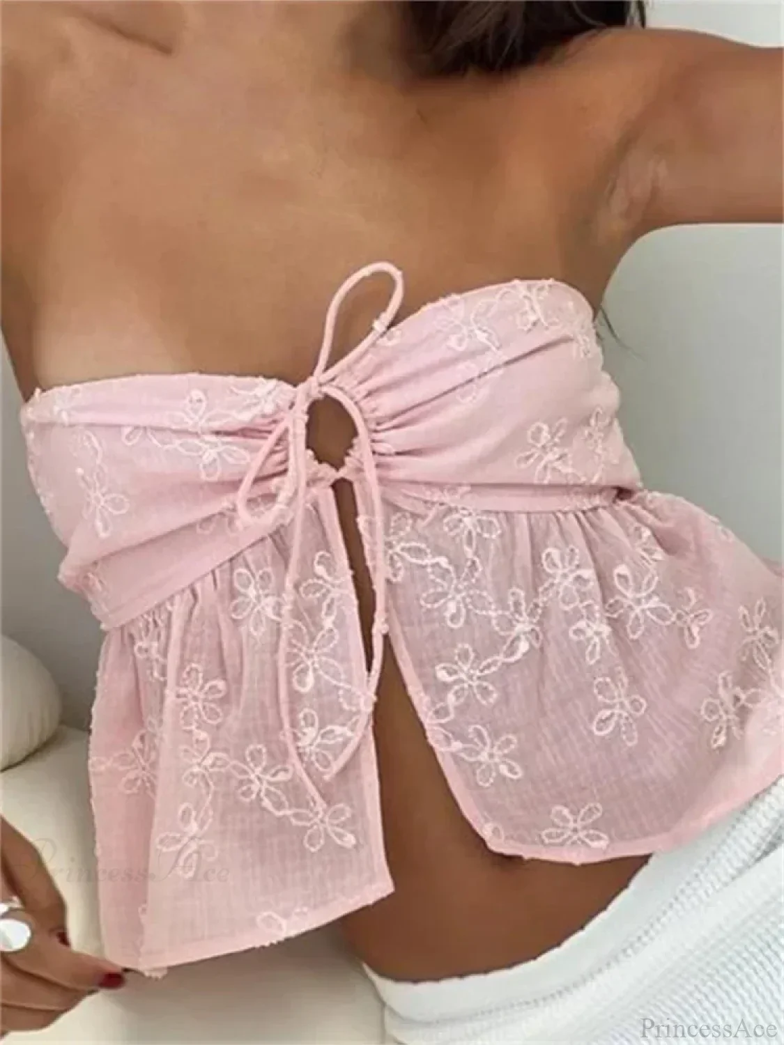 Lace Flower Patchwork Crop Top - Image 4