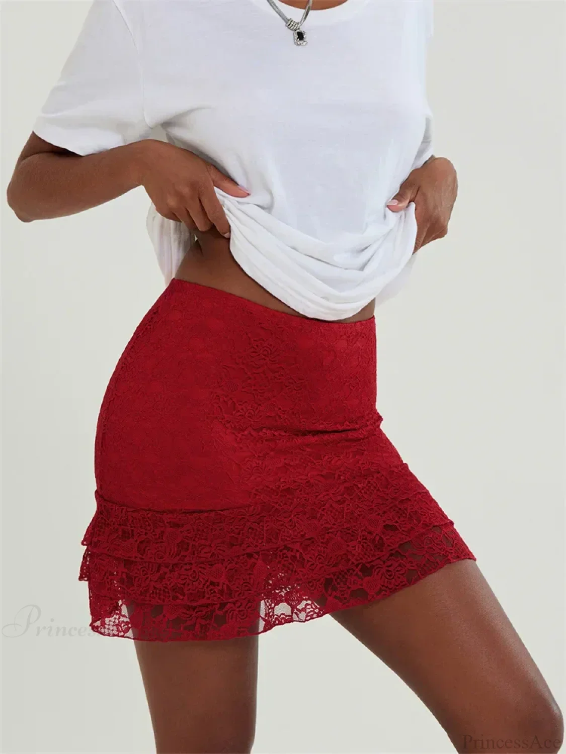 Lace Flower Sheer Ruffles Skirt - Image 2