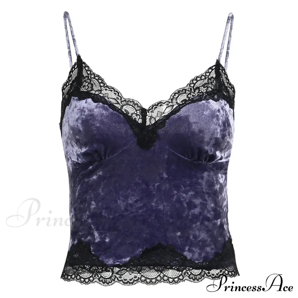 Lace Gothic Aesthetic Velvet Grunge Punk Bodycon V-neck Elegant Classic Crop Top - Image 5