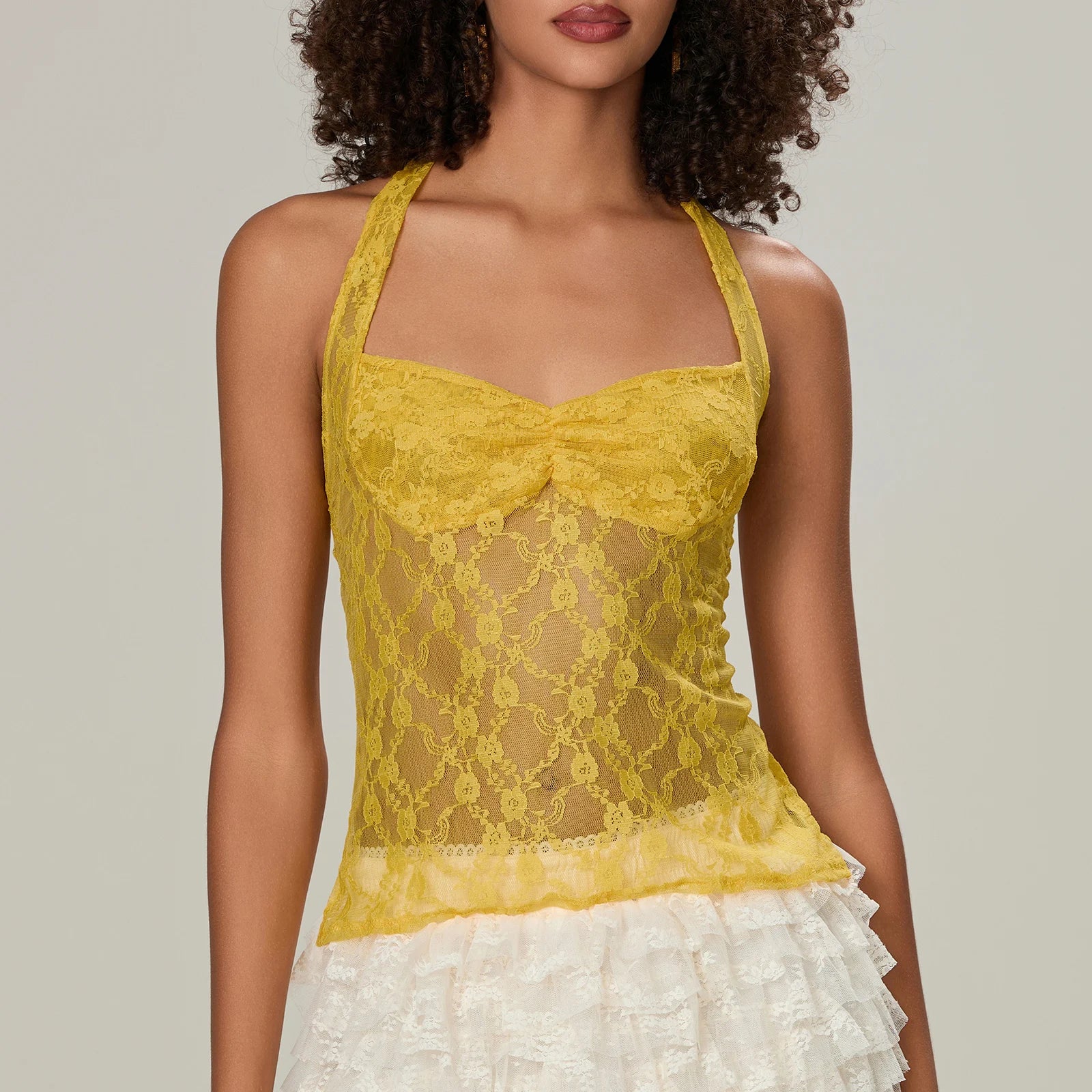 Lace Halter Tie-Up Crop Top - Image 6