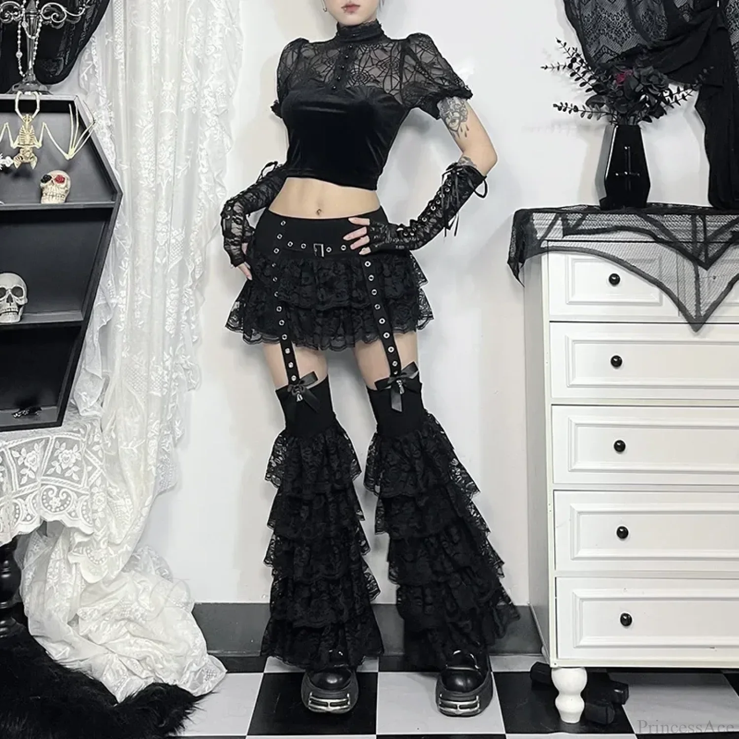 Lace Layered Eyelet Mini Skirt - Image 5