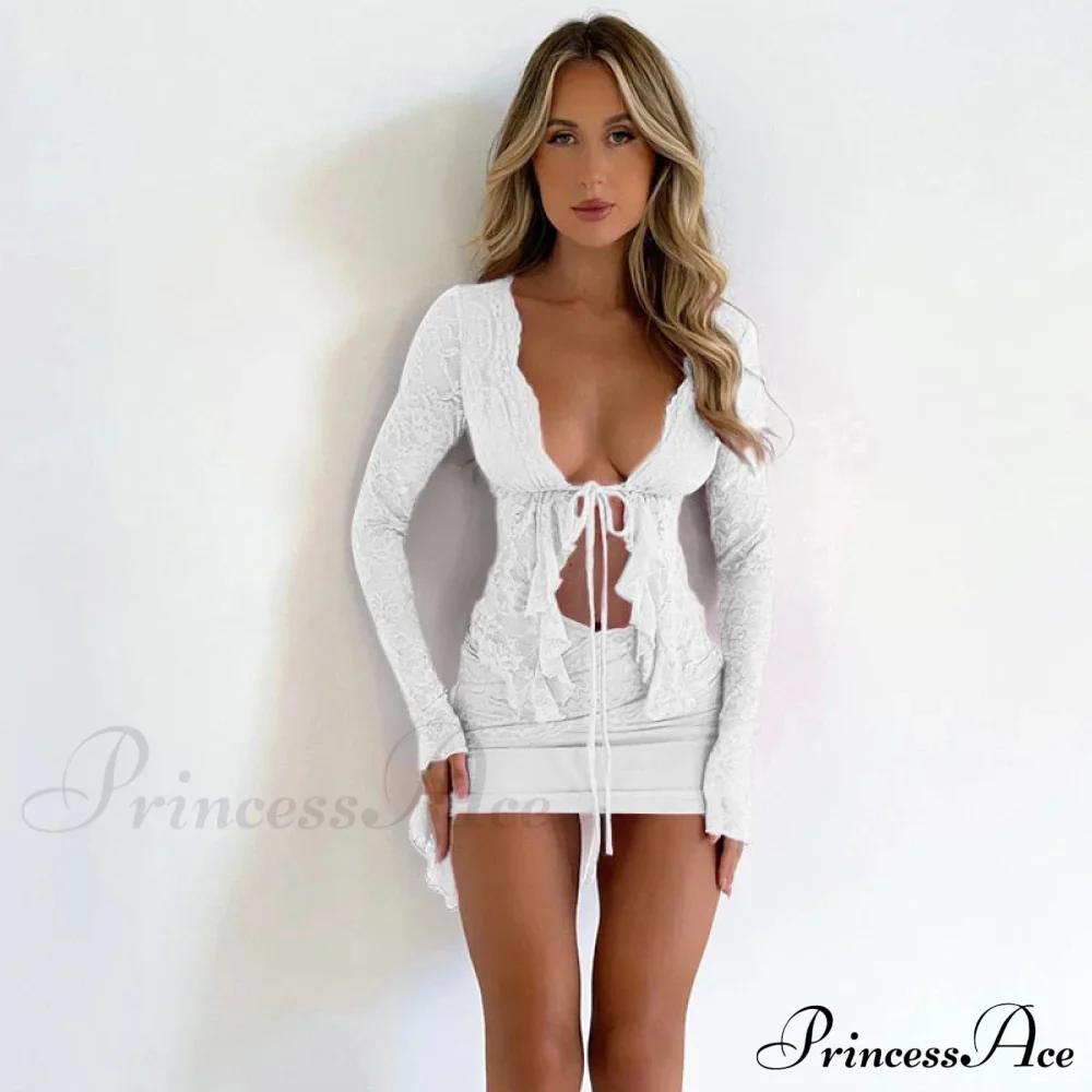 Lace Gown and Irregular Skirt Set - Image 4