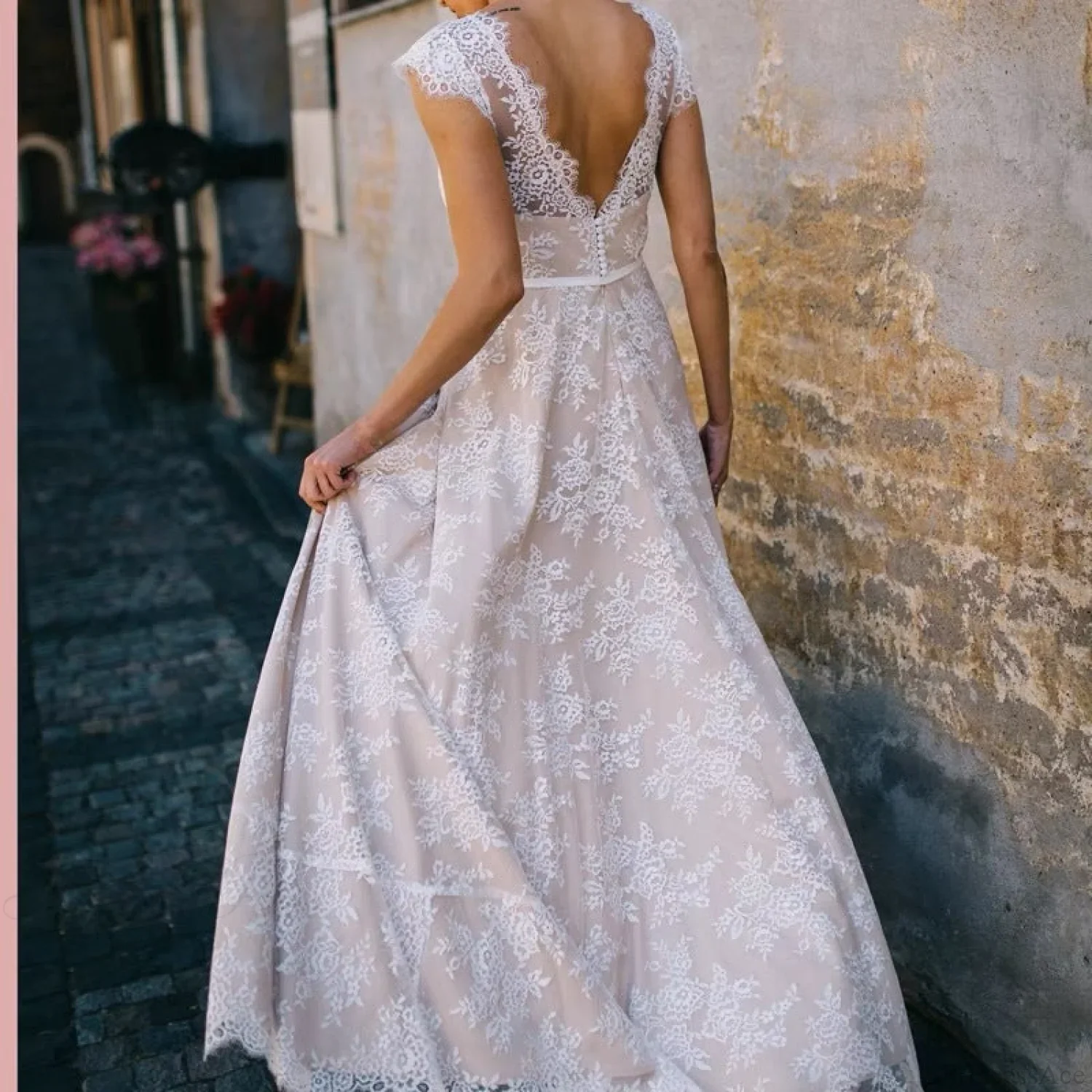 Lace Mermaid Long Train Wedding Dress - Image 4