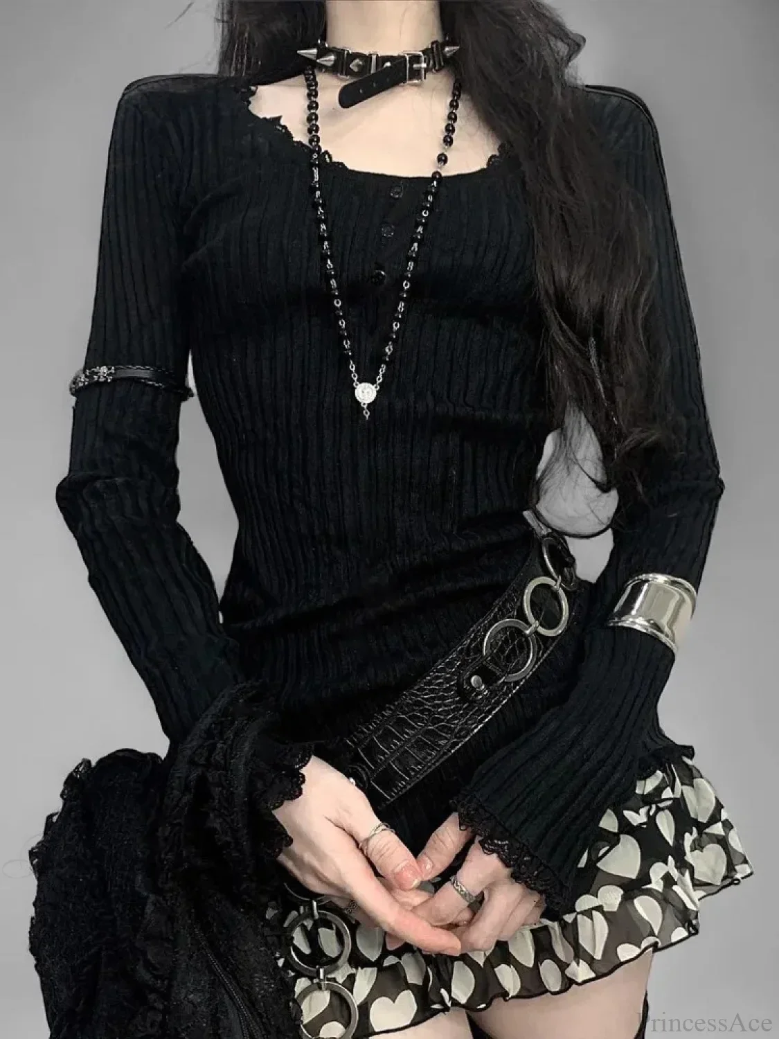 Lace O-neck Knit Top - Image 2