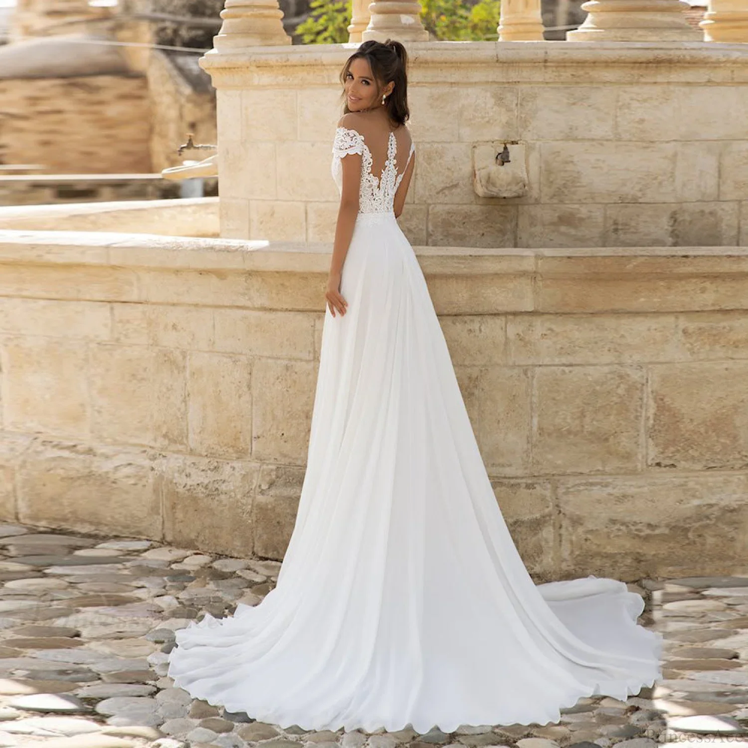 Lace Off-Shoulder Wedding Dress - Image 2