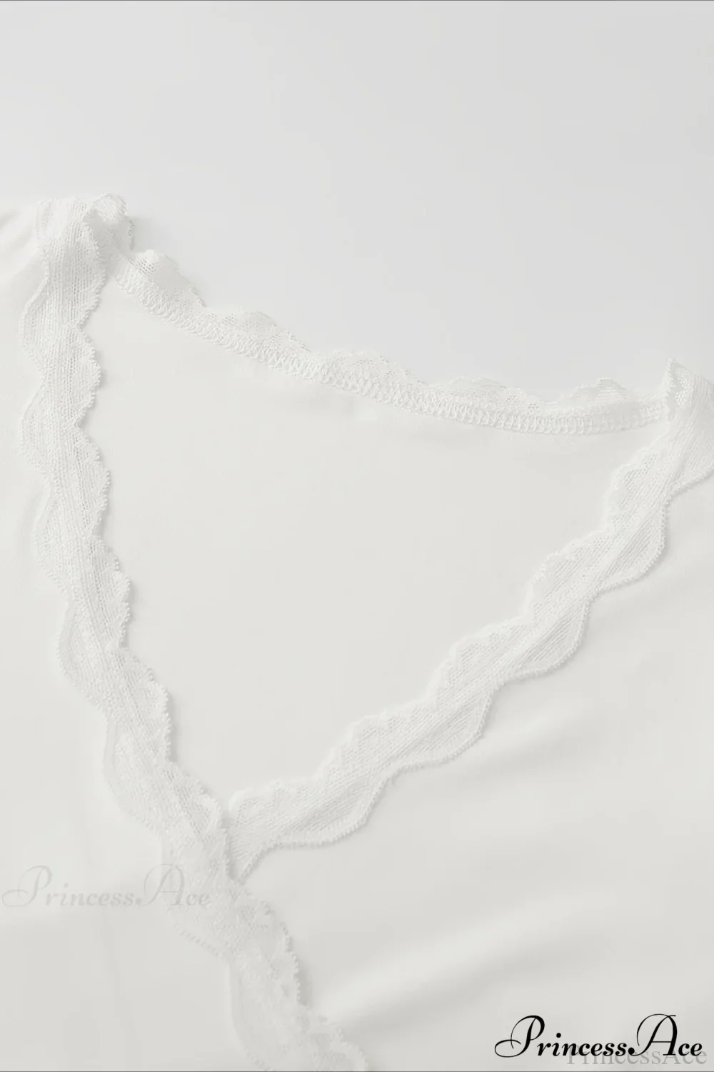 Lace Paneled V-Neck Tie-Waist Long-Sleeve Slim Knit Top - Image 9