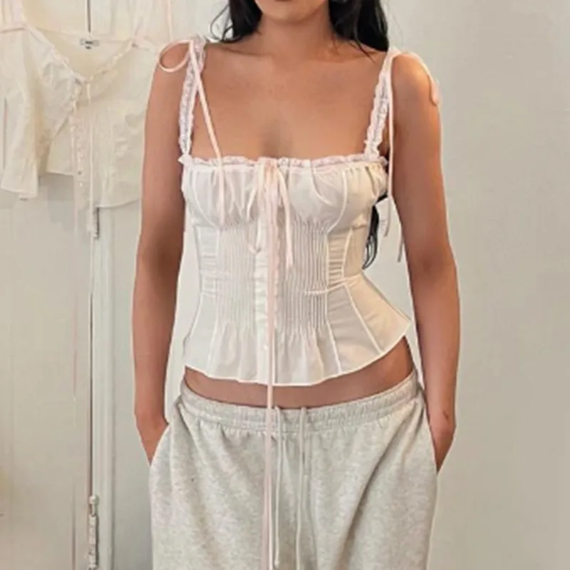 Lace Patchwork Bustier Crop Top - Image 3