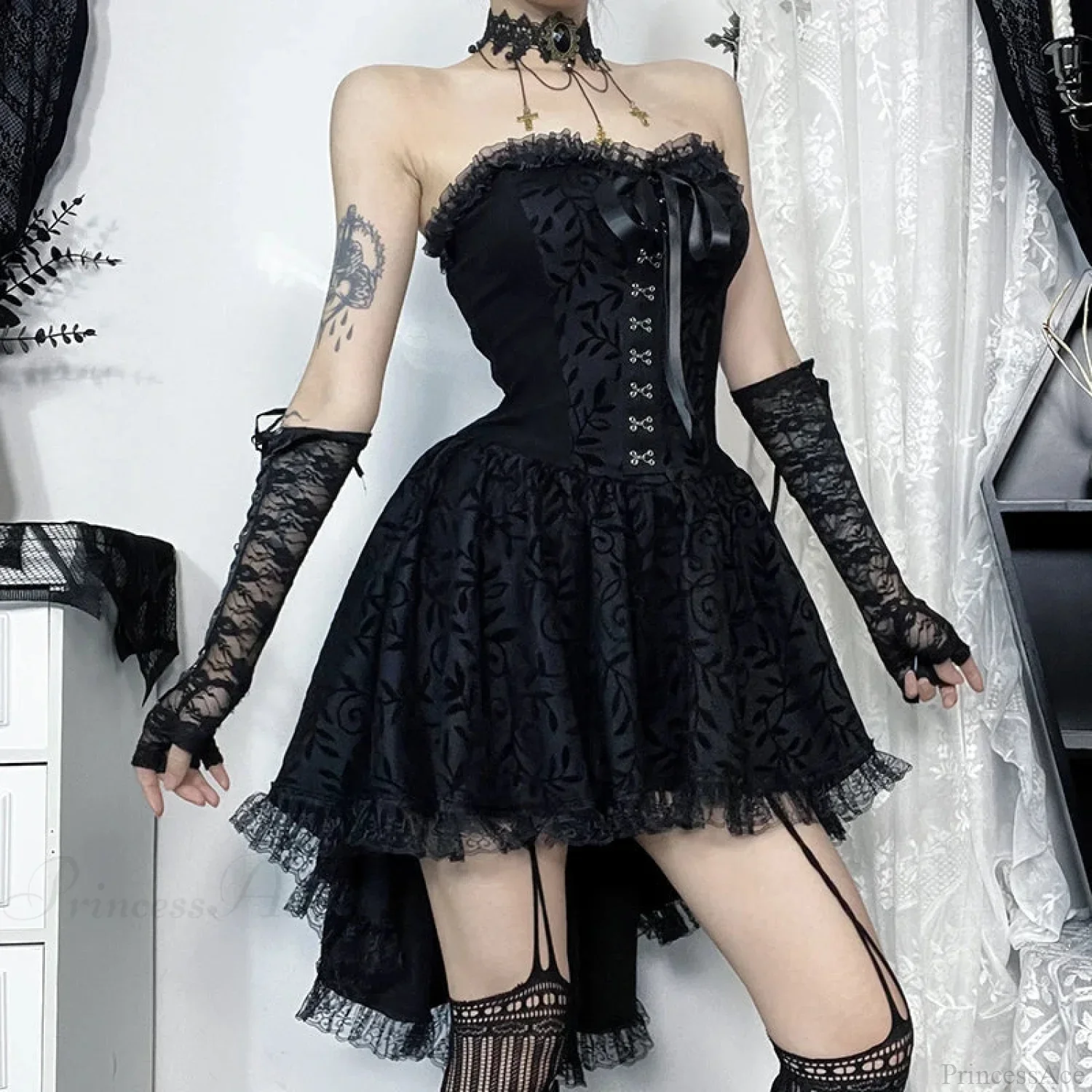 Lace Patchwork Corset Mini Dress - Image 3