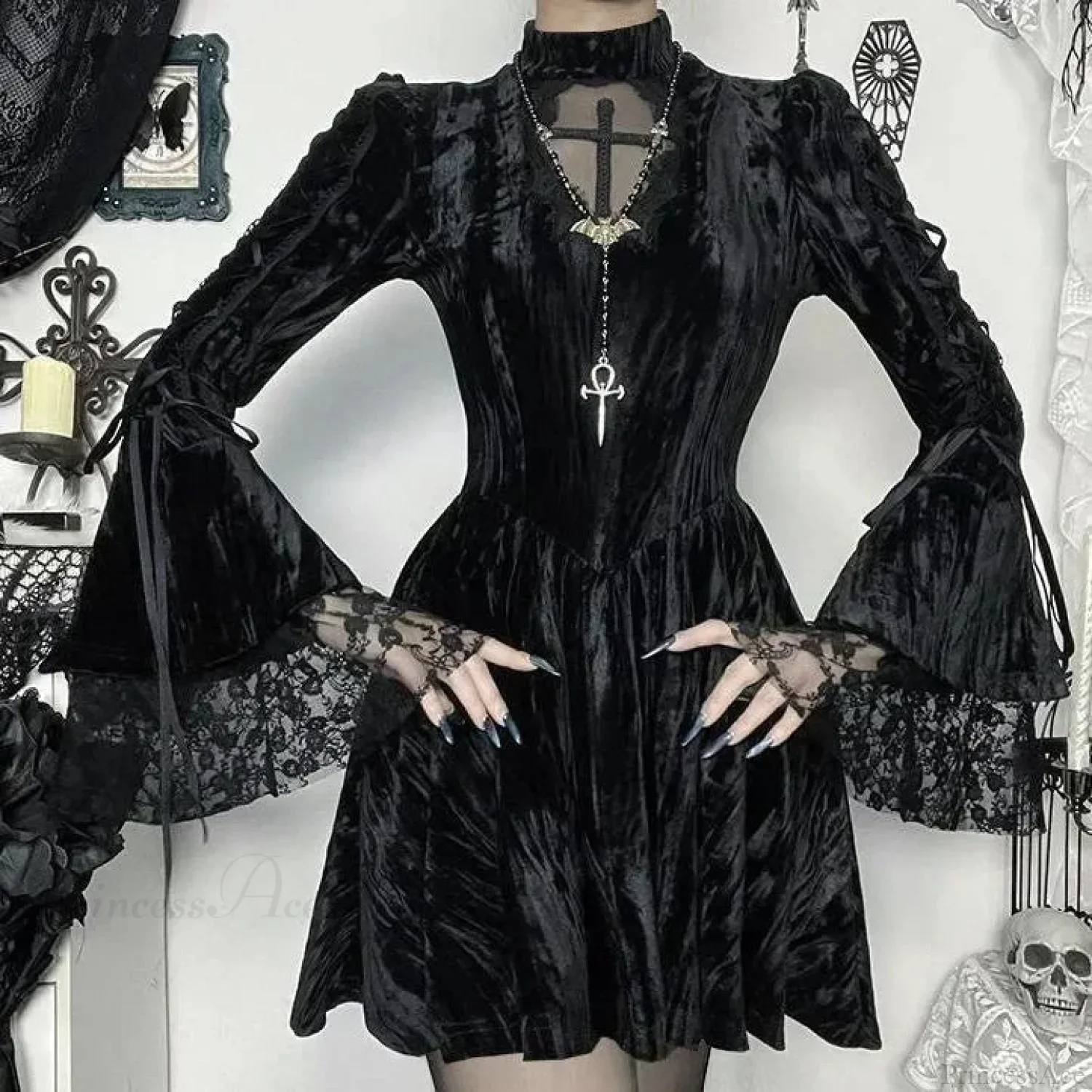 Lace Patchwork Flare Mini Dress - Image 3