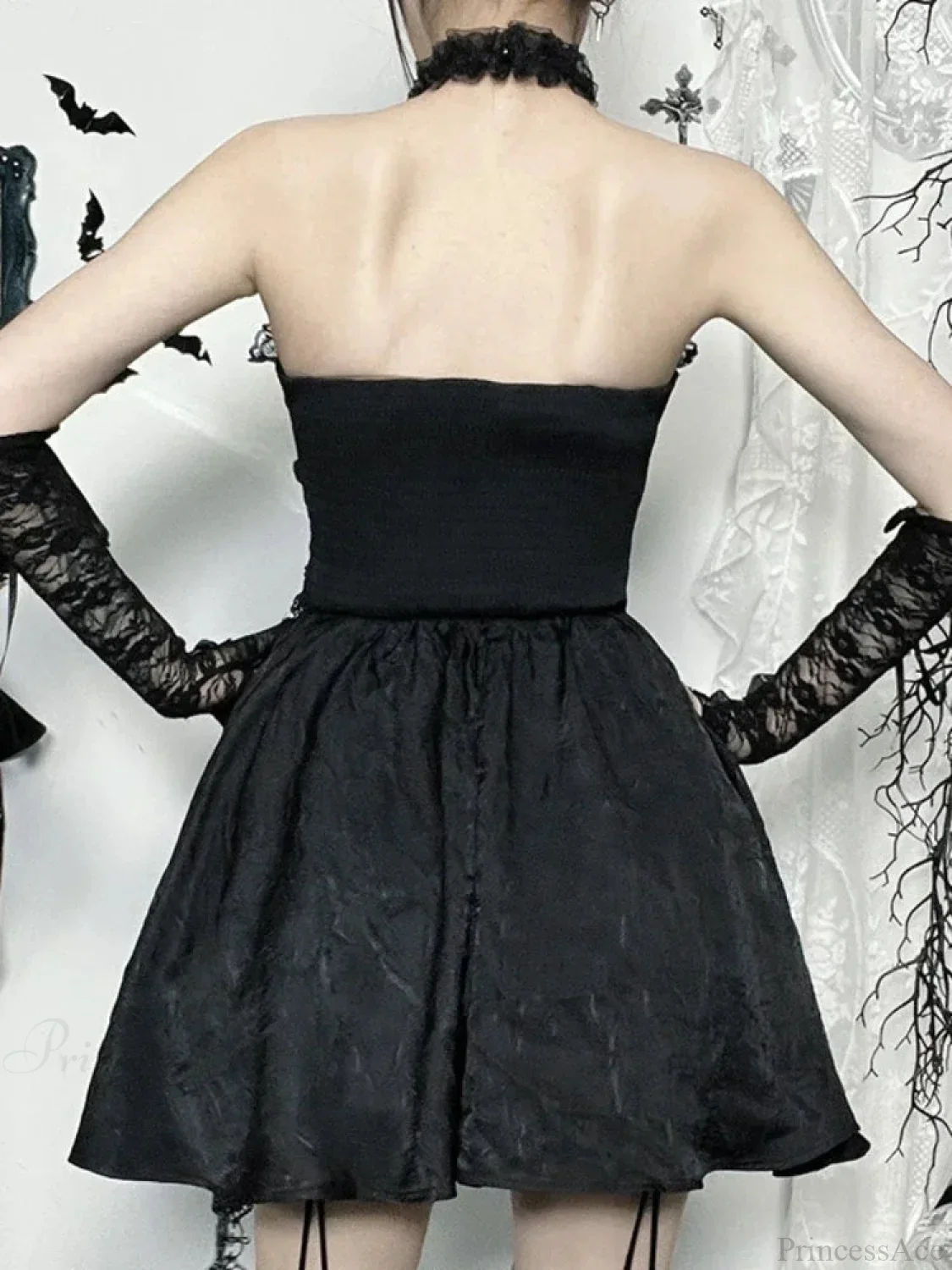 Lace Patchwork Halter Mini Dress - Image 3