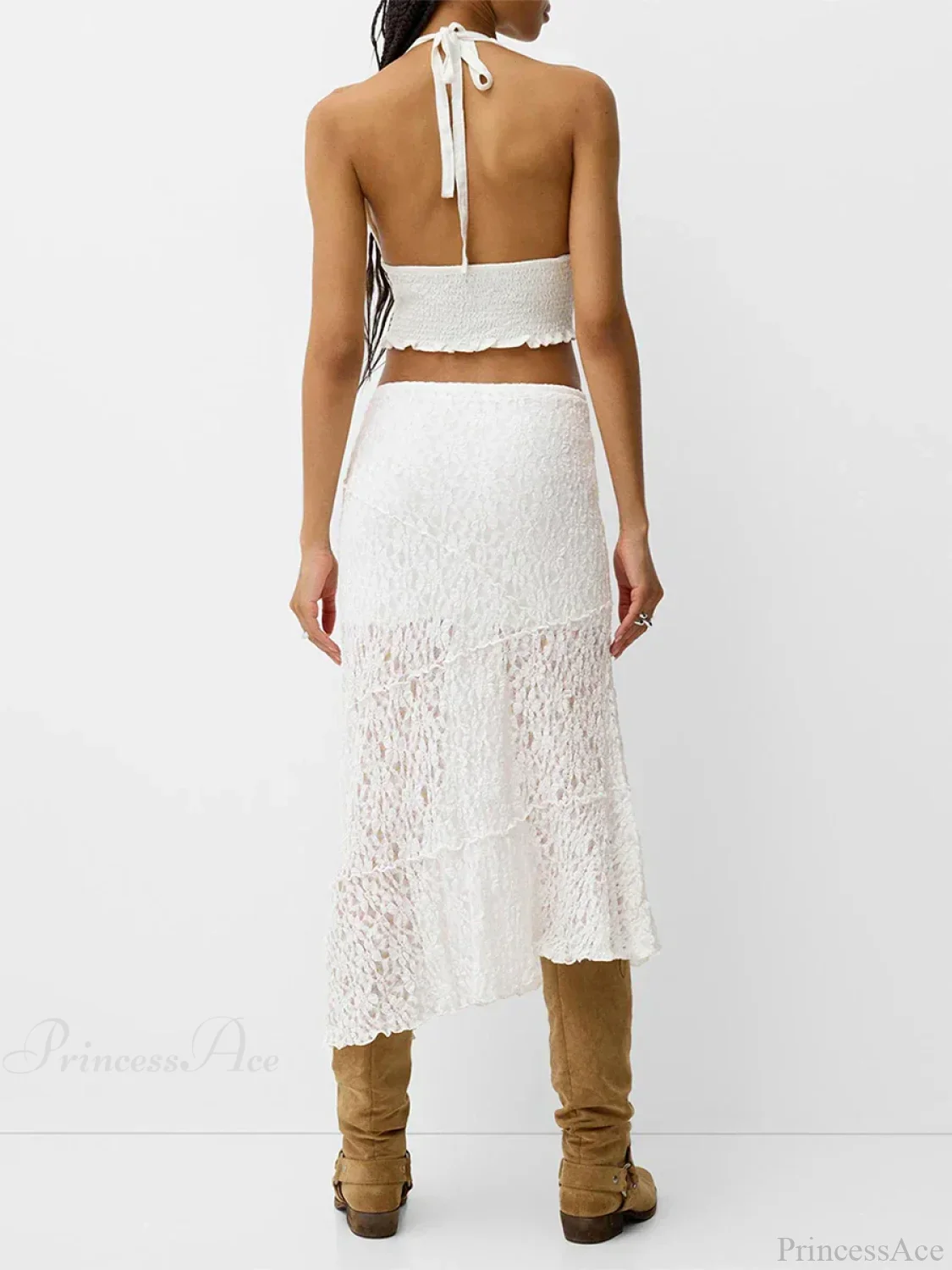 Lace Patchwork Low Waist Summer Long Skirt Casual Skirt - Image 4