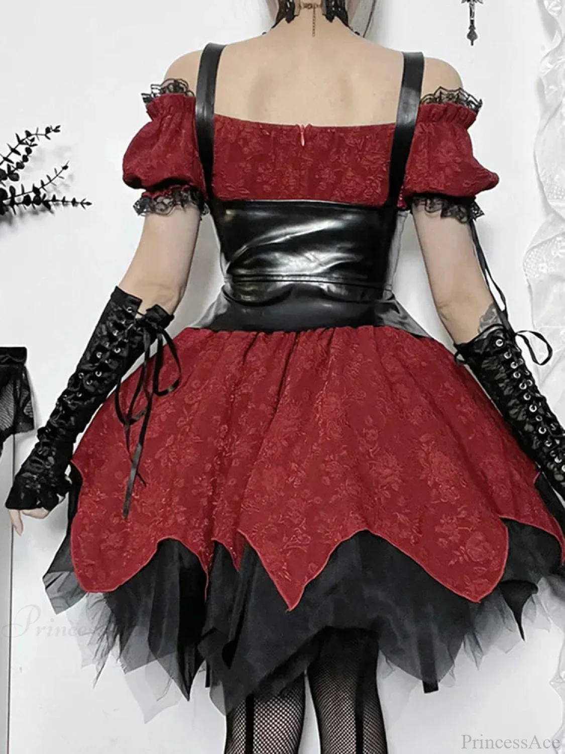 Lace Patchwork Puff Mini Dress - Image 5